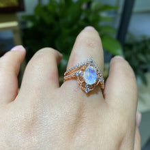 Load image into Gallery viewer, Oval Moonstone Ring- Two Ring Set