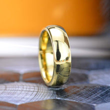 Load image into Gallery viewer, Yellow Gold Tungsten Wedding Band. Yellow Gold Tungsten. Men & Women Tungsten Ring. Tungsten Carbide 6mm Wide. Free Engravings