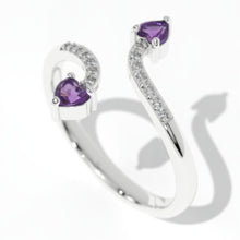 Load image into Gallery viewer, 0.3 Carat Giliarto Heart Amethyst Gold Promissory Ring