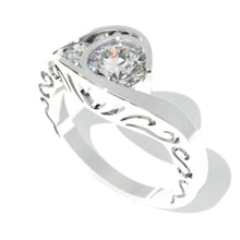 Load image into Gallery viewer, 1 Carat Moissanite Engagement Ring 14K White Gold Ring-0.3 CTW