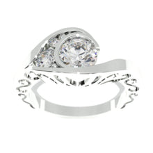 Load image into Gallery viewer, 1 Carat Moissanite Engagement Ring 14K White Gold Ring-0.3 CTW