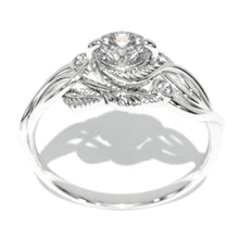 Load image into Gallery viewer, Moissanite White Gold Engagement Lattice Floral Accented Ring
