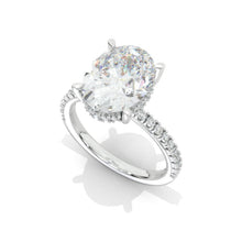 Load image into Gallery viewer, 12x9 Oval Cut Halo Giliarto Moissanite Diamond White Gold Engagement Ring
