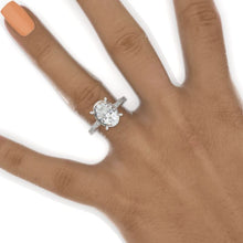 Load image into Gallery viewer, 12x9 Oval Cut Halo Giliarto Moissanite Diamond White Gold Engagement Ring