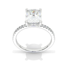 Load image into Gallery viewer, 9x7mm Cushion Cut Vintage style Halo Giliarto Moissanite Diamond White Gold Engagement Ring