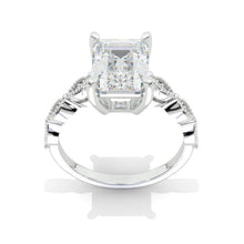 Load image into Gallery viewer, 2 Carat 9x7mm Emerald Cut Halo Giliarto Moissanite Diamond White Gold Engagement Ring