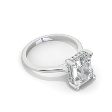 Load image into Gallery viewer, 10x8mm Emerald Cut Halo Giliarto Moissanite Diamond White Gold Engagement Ring