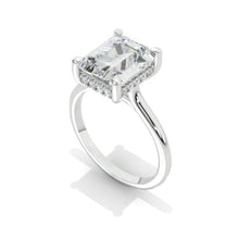 Load image into Gallery viewer, 10x8mm Emerald Cut Halo Giliarto Moissanite Diamond White Gold Engagement Ring