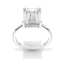 Load image into Gallery viewer, 10x8mm Emerald Cut Halo Giliarto Moissanite Diamond White Gold Engagement Ring