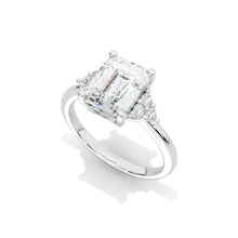 Load image into Gallery viewer, Emerald Cut 9x7mm with 2mm Sub stones Giliarto Moissanite Diamond White Gold Engagement Ring
