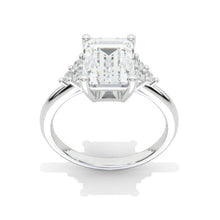 Load image into Gallery viewer, Emerald Cut 9x7mm with 2mm Sub stones Giliarto Moissanite Diamond White Gold Engagement Ring