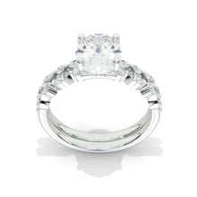 Load image into Gallery viewer, 14K White Gold 2 Carat Oval Moissanite Vintage Engagement Ring, Eternity Ring Set