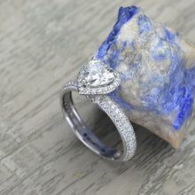 Load image into Gallery viewer, ''Carmen'' Heart Halo Forever One Moissanite 14K Gold Moissanite Engagement Ring
