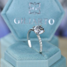 Load image into Gallery viewer, 2 Carat Dark Gray Grey Blue Moissanite Stone with Accent Stones 14K White Gold Ring