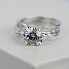 Load image into Gallery viewer, 2 Carat Gray Moissanite Engagement Eternity Rings Set