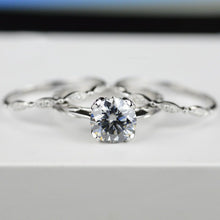 Load image into Gallery viewer, 2 Carat Gray Moissanite Engagement Eternity Rings Set