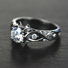 Load image into Gallery viewer, 14K Black Gold Moissanite Celtic Engagement Ring