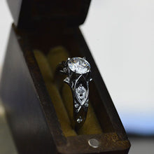 Load image into Gallery viewer, 14K Black Gold Moissanite Celtic Engagement Ring
