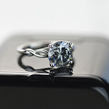 Load image into Gallery viewer, Giliarto 3.5 Carat Grey Gray Moissanite Stone 14K White Gold Promissory Ring