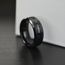 Load image into Gallery viewer, Classic Men Black Stainless Steel 8mm Polished Matte Brushed Finish Center Wedding Band Ring