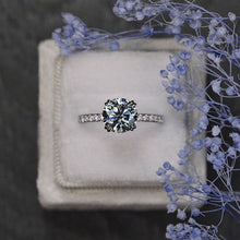 Load image into Gallery viewer, 2 Carat Gray Grey Giliarto Moissanite Accented Gold Anniversary Ring