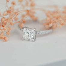 Load image into Gallery viewer, 1.5 Carat Princess Cut Moissanite Engagement Gold Ring