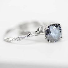 Load image into Gallery viewer, 2 Carat Gray Moissanite Engagement Eternity Gold Rings Set