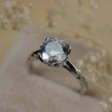 Load image into Gallery viewer, 2 Carat Dark Gray Blue Moissanite Engagement Ring