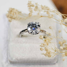 Load image into Gallery viewer, 2 Carat Dark Gray Blue Moissanite Engagement Ring