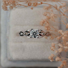Load image into Gallery viewer, 1.0 Carat Gray Moissanite Lattice White Gold Engagement Ring