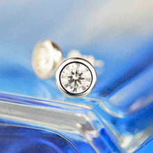 Load image into Gallery viewer, Moissanite Bezel Set Stud Earrings 14K Gold