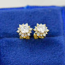 Load image into Gallery viewer, Snowflake Moissanite Halo Stud Earrings 14K Gold