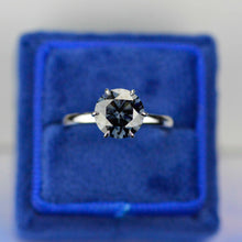 Load image into Gallery viewer, Giliarto 3 Carat Grey Gray Moissanite Stone 14K White Six Prong Promissory Gold Ring