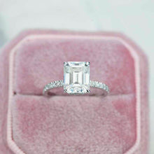 Load image into Gallery viewer, 3 Carat Giliarto Emerald Cut Moissanite Hidden Halo Engagement Ring