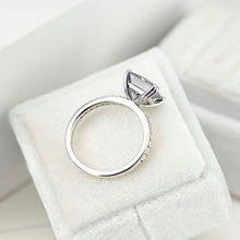 Load image into Gallery viewer, Giliarto 3 Carat Dark Grey Gray Blue Princess Cut Moissanite Stone 14K White Gold Ring
