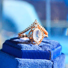 Load image into Gallery viewer, Oval Moonstone Ring- Two Ring Set