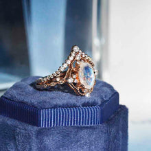 Load image into Gallery viewer, Oval Moonstone Ring- Two Ring Set