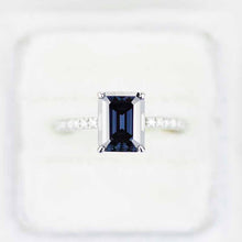 Load image into Gallery viewer, Giliarto 3 Carat Grey Gray Emerald Cut Moissanite Stone Gold Ring