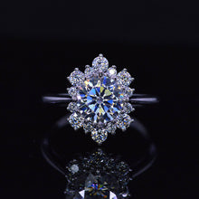 Load image into Gallery viewer, Snowflake Moissanite Ring/2.0ct Round Cut Moissanite Halo Ring/Solid 14K White Gold Ring