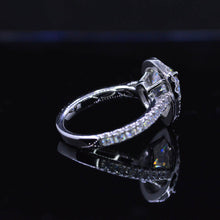 Load image into Gallery viewer, 14K Solid White Gold 3 Carat Halo Pear Cut Moissanite Ring