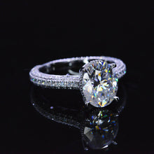 Load image into Gallery viewer, Luxury 3 Carat Oval Moissanite Hidden Halo Gold Engagement Ring