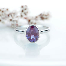Load image into Gallery viewer, 3 Carat Oval Alexandrite Bezel Set Engagement Ring