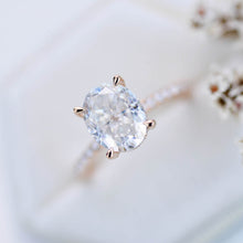 Load image into Gallery viewer, 3 Carat Moissanite Diamond Oval Cut Hidden Halo Rose Gold Engagement Ring
