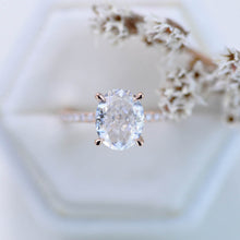 Load image into Gallery viewer, 2 Carat Moissanite Diamond Oval Cut Hidden Halo Rose Gold Engagement Ring