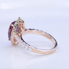 Load image into Gallery viewer, 14K Solid White Gold 3 Carat Alexandrite Pear Cut Halo Moissanite Ring