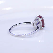 Load image into Gallery viewer, 3 Carat Carat Oval Alexandrite Ring, Hidden Halo Gold Engagement Ring