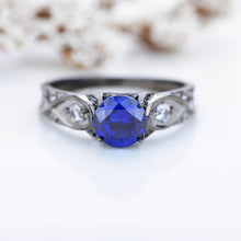 Load image into Gallery viewer, 14K Black Gold Sapphire Celtic Engagement Ring