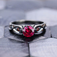 Load image into Gallery viewer, 14K Black Gold Ruby Celtic Engagement Ring