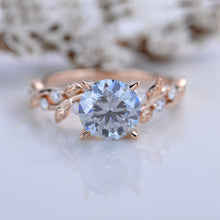 Load image into Gallery viewer, 2 Carat Gray Round Brilliant Cut Moissanite Floral Rose Gold Engagement Ring