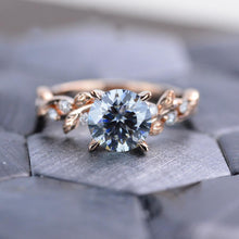 Load image into Gallery viewer, 2 Carat Gray Round Brilliant Cut Moissanite Floral Rose Gold Engagement Ring